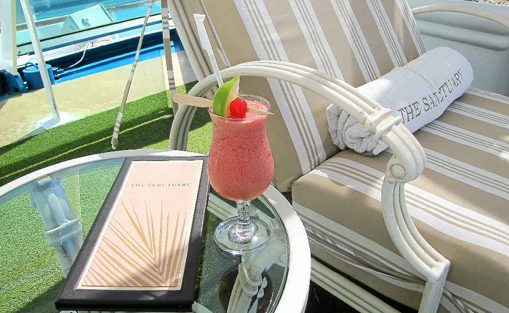 Sit back, relax and cool off with a smoothie or cocktail at The Sanctuary on the top deck. Sit back, relax and cool off with a smoothie or cocktail at The Sanctuary on the top deck.